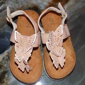 White/Mauve 3DButterfly Sandals Shoe L (9/10) Little Girl's NWD